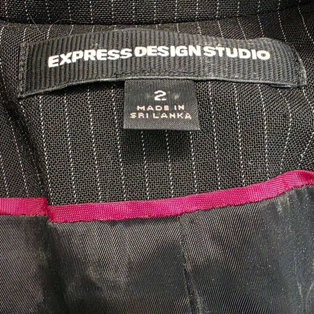 Express Black Stripe Blazer Size 2 - Picture 3 of 4